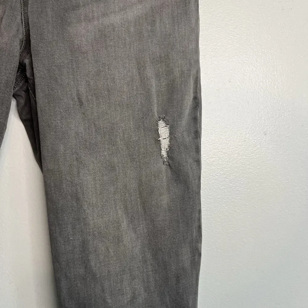 Spanx Womens Pull On Jeans Distressed Raw Hem Gray Sz XL Denim Charcoal - Picture 2 of 13